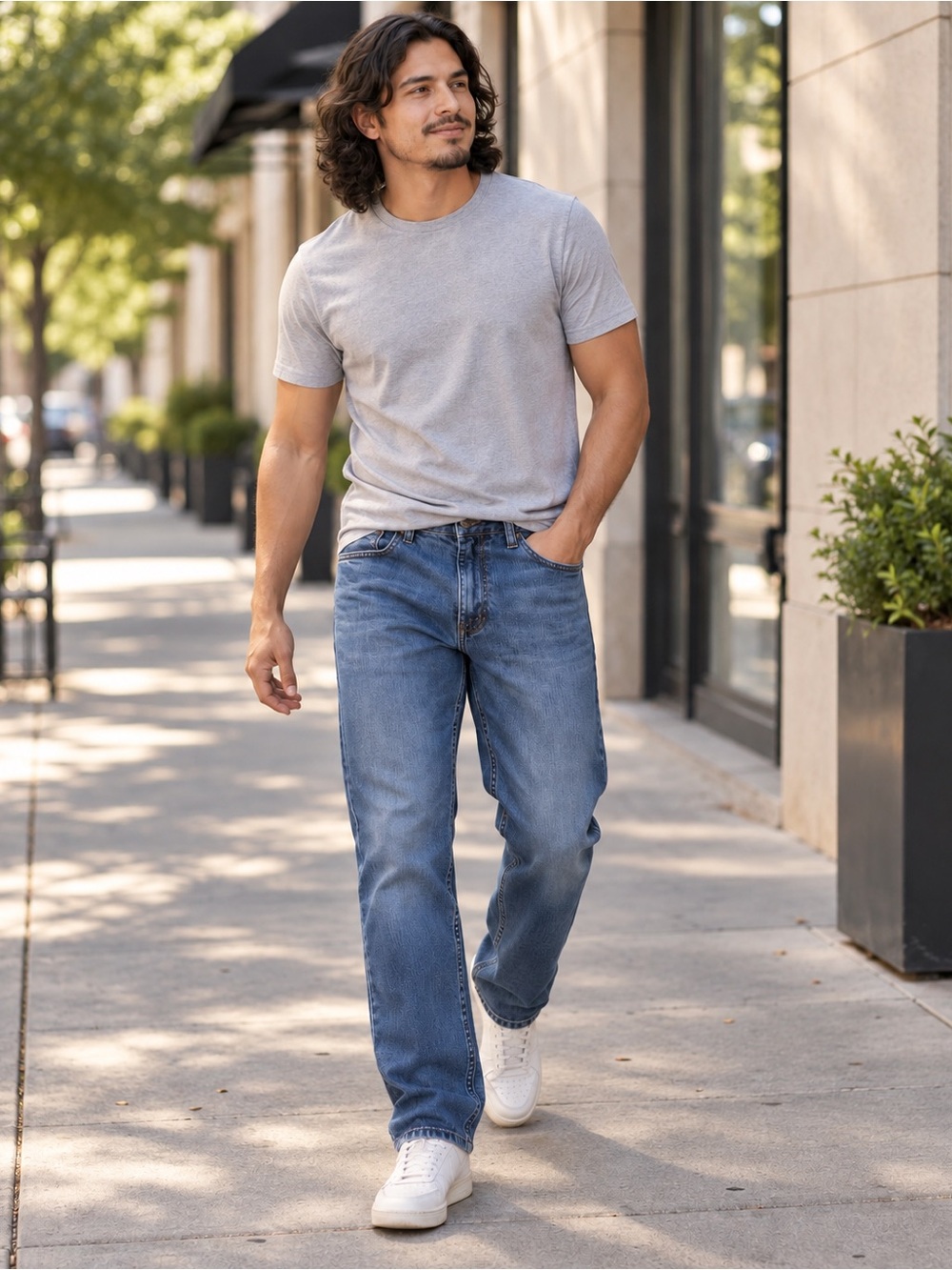 Urban Pipeline Max Flex Jeans Mens Relaxed Straight Medium Wash Stretch 30x32